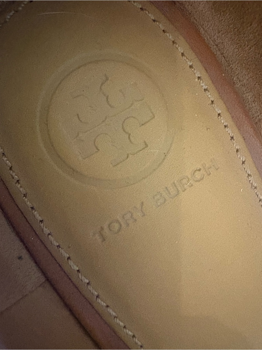 Tory Burch KIRA Tan Open-Toe Heels with Gold Logo Sandals 7M - Picture 7 of 10